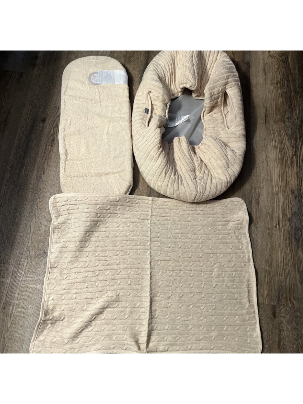 3-Pc Tadpoles Deluxe Cable Knit Moses Basket & Bedding Set Natural - NEW